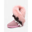 Fluffy Ankle Boots for Women Faux Fur Cuff Winter Booties in pink