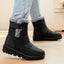 Fur Collar Ankle Boots for Women Quilted Buckle Winter Boots in black