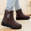 Fur Collar Ankle Boots for Women Quilted Buckle Winter Boots in brown
