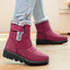 Fur Collar Ankle Boots for Women Quilted Buckle Winter Boots in red