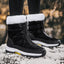 Fur Collar Snow Boots for Women Tall Zip Up Winter Boots in black