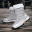 Fur Collar Snow Boots for Women Tall Zip Up Winter Boots in grey