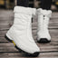 Fur Collar Snow Boots for Women Tall Zip Up Winter Boots in white