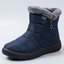 Fur Lined Ankle Boots for Women Side Zip Quilted Snow Boots in blue