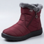 Fur Lined Ankle Boots for Women Side Zip Quilted Snow Boots in red