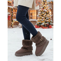 Fur Lined Snow Boots for Women Warm Platform Winter Boots in coffee