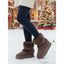 Fur Lined Snow Boots for Women Warm Platform Winter Boots in coffee