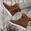 Fur Trimmed Ankle Boots for Women Plush Lined Slip On Booties