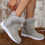 Fur Trimmed Ankle Boots for Women Plush Lined Slip On Booties in grey