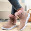 Fur Trimmed Ankle Boots for Women Plush Lined Slip On Booties in pink