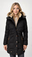 Hooded Puffer Jacket Mid Length Quilted Winter Coat for Women