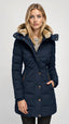 Hooded Puffer Jacket Mid Length Quilted Winter Coat for Women