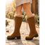 Knee High Lace Up Boots for Women Faux Fur Cuff Winter Boots