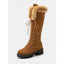 Knee High Lace Up Boots for Women Faux Fur Cuff Winter Boots