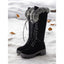 Knee High Lace Up Boots for Women Faux Fur Cuff Winter Boots in black