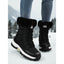 Lace Up Snow Boots for Women Padded Mid Calf Winter Boots in black