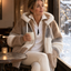 Faux fur coat with boots