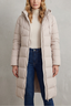 Long Puffer Jacket for Women Longline Quilted Winter Coat in ivory