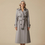 Long Trench Coat for Women Belted Classic Overcoat in grey