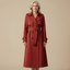 Long Trench Coat for Women Belted Classic Overcoat in red