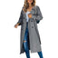 Long Trench Coat for Women Classic Belted Overcoat in gray