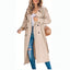 Long Trench Coat for Women Classic Belted Overcoat in khaki
