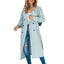 Long Trench Coat for Women Classic Belted Overcoat in light blue