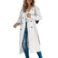 Long Trench Coat for Women Classic Belted Overcoat in white