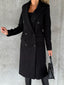 Longline Coat for Women Double Breasted Tailored Overcoat in black