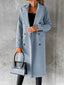 Longline Coat for Women Double Breasted Tailored Overcoat in blue