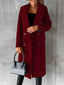 Longline Coat for Women Double Breasted Tailored Overcoat in burgundy