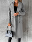 Longline Coat for Women Double Breasted Tailored Overcoat in gray