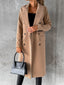 Longline Coat for Women Double Breasted Tailored Overcoat in khaki