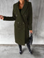 Longline Coat for Women Double Breasted Tailored Overcoat in military green