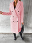 Longline Coat for Women Double Breasted Tailored Overcoat in pink