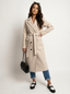Longline Overcoat Double Breasted Wool Dress Coat for Women in beige