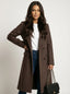Longline Overcoat Double Breasted Wool Dress Coat for Women in chocolate