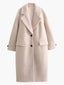 Oversized Camel Coat Wool Blend Long Coat for Women in creme white