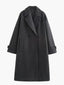 Oversized Coat Double Breasted Long Wool Coat for Women in dark charcoal grey