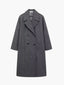 Oversized Wool Coat Double Breasted Winter Coat for Women in dark charcoal grey