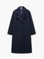 Oversized Wool Coat Double Breasted Winter Coat for Women in navy