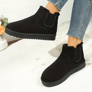Platform Ankle Boots for Women Suede Chelsea Booties Slip On in black