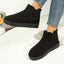 Platform Ankle Boots for Women Suede Chelsea Booties Slip On in black