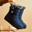 Plush Lined Snow Boots for Women Mid Calf Warm Winter Boots in blue