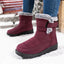 Plush Lined Snow Boots for Women Mid Calf Warm Winter Boots in burgundy