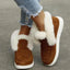 Plush Slip On Boots for Women Faux Fur Cuff Ankle Booties