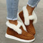 Plush Slip On Boots for Women Faux Fur Cuff Ankle Booties