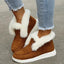 Plush Slip On Boots for Women Faux Fur Cuff Ankle Booties in brown
