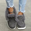 Plush Slip On Boots for Women Faux Fur Cuff Ankle Booties in grey