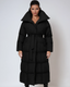 Puffer Coat for Women Long Black Belted Quilted Winter Jacket in black